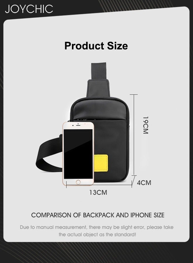 Joychic حقيبة كتف عصرية متعددة الوظائف للرجال والطلاب، حقيبة صدر صغيرة خفيفة الوزن مقاومة للماء من النايلون لحمل الهاتف المحمول والعملات المعدنية وجواز السفر باللون الأسود - Image 5