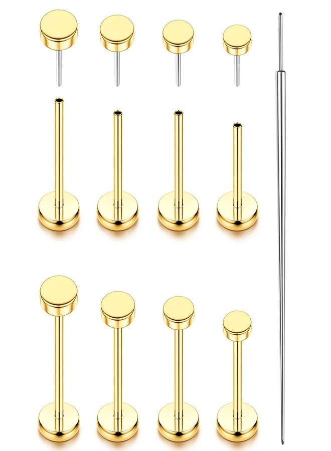 YADOCA Threadless Flat Back Earrings Gold Nose Rings Studs for Women Men Hypoallergenic Surgical Steel Cartilage Tragus Medusa Conch Helix Piercing Jewelry 20G 18G 16G Flatback Stud Earrings - Image 1
