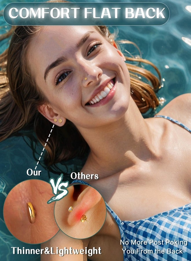 YADOCA Threadless Flat Back Earrings Gold Nose Rings Studs for Women Men Hypoallergenic Surgical Steel Cartilage Tragus Medusa Conch Helix Piercing Jewelry 20G 18G 16G Flatback Stud Earrings - Image 5