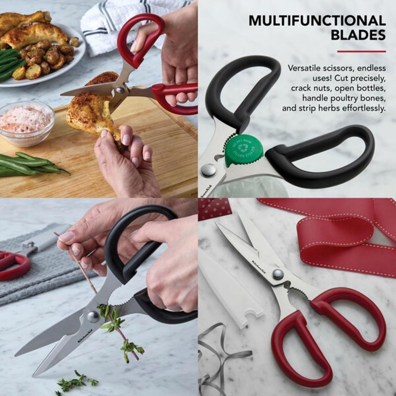 KitchenAid Multipurpose Shear Set Versatile Scissors with Nutcracker Bottle Opener Ergonomic Handles with Protective Blade Covers 2 Piece - Image 4