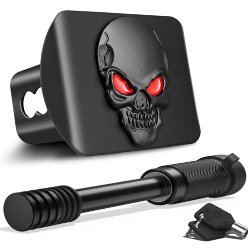 OGYE Metal Skull 3D Emblem Hitch Cover Fits 2" Receivers(with 5/8" Pin Dia Anti-Theft Trailer Hitch Lock) - Image 1