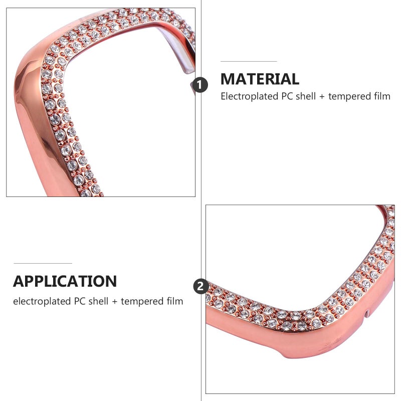 Rose Gold Rhinestone Protective Case Cover for Compatible Smartwatch Full Cover TPU Shell - Image 5