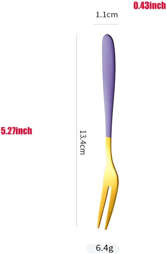 pepplo Appetizer Small Forks Dessert Forks Stainless Steel 2Tine Portable Cocktail Salad Fruit Forks for Party Travel Mirror Finish Dessert ForkPurpleSet of 15 - Image 2