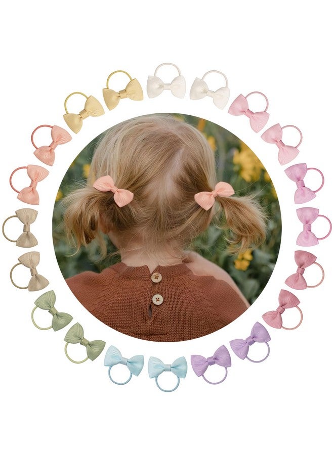 CÉLLOT Durable Hand-Sewn Tiny 2-inch Hair Bows with Rubber Bands - Ponytail Holders and Gifts for Baby Girls, Infants, Toddlers - Image 1