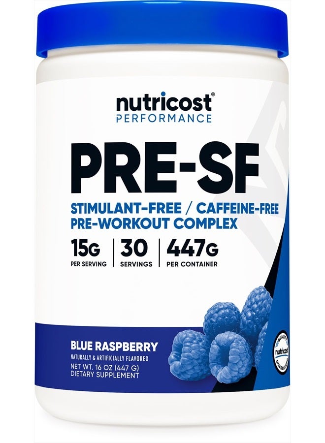 Nutricost Stim-Free Pre-Workout, 30 Servings (Blue Raspberry) - Caffeine Free, Stimulant Free, Non-GMO, Gluten Free - Image 1