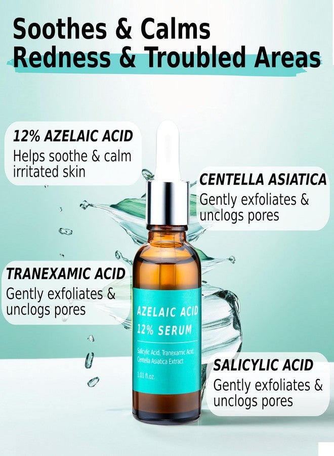 CELDYQUE Azelaic Topical Acid 12% Serum for Face - Dark Spot Remover with Tranexamic Acid, Salicylic Acid, Niacinamide & Centella Asiatica - Acne, Hyperpigmentation & Rosacea Treatment 1 Oz Korean Skincare - Image 4