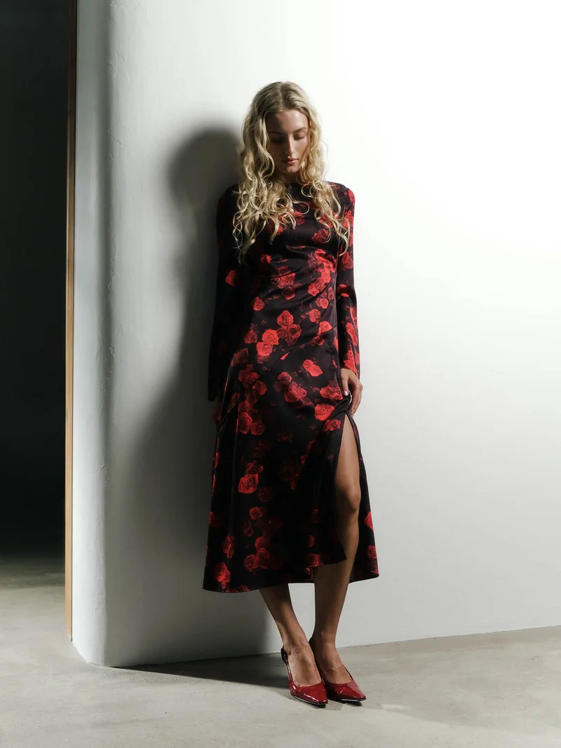 Lichi  Midi dress in lightweight fabric with floral print for Women | Best Price UAE
