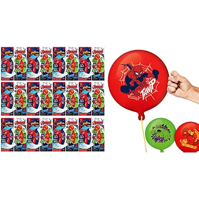 Ja-Ru Marvel Avengers & Spiderman Punch Balloons for Kids (24 Pack, 48 Punching Balloons) Big Bouncy Inflatable Toys Birthday Decorations & Goodie Bags Stuffers for Kids. 6800-24 - Image 1