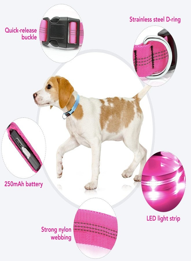 طوق ويسيبر المضيء للكلاب - طوق LED قابل لإعادة الشحن - أضواء عاكسة قابلة للتعديل للكلاب للمشي الليلي (وردي، صغير) - Image 3
