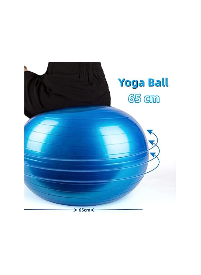 PROMASS Exercise Ball Anti-Burst, Yoga Ball Anti-Slip With Quick Air Pump, Gym Ball Thickened For Yoga, Pilates, Birthing,Fitness (Blue/65Cm)  - Image 3