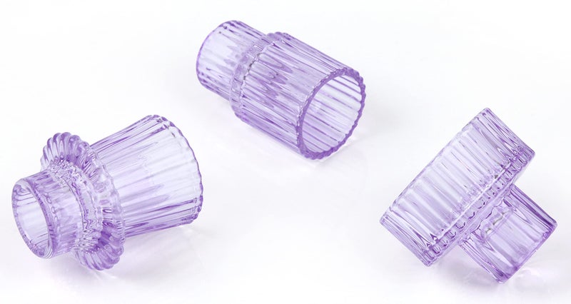 Vixdonos Glass Candlestick Holders Tealight Candle Holders for Table Centerpieces, Wedding Decor and Dinner Party (3 Pcs, Purple) - Image 1