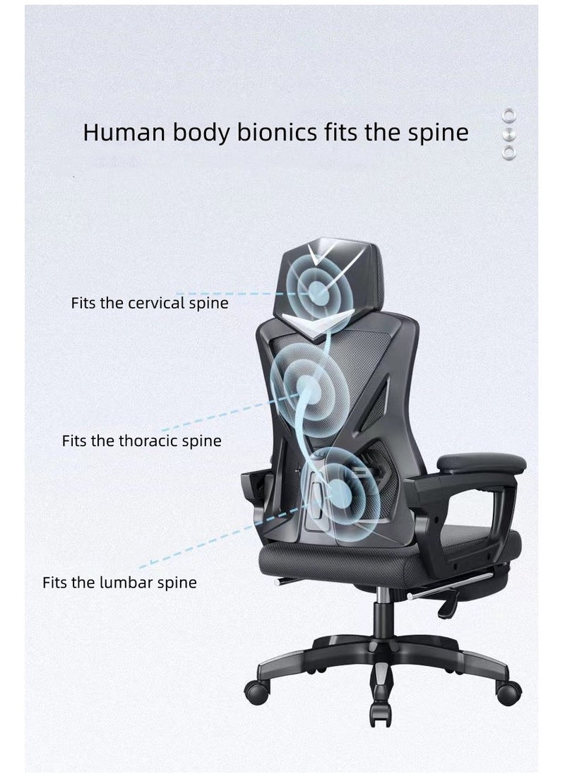 CityRiya-Long - Office Computer Desk Chair, Ergonomic High-Back Mesh Rolling Work Swivel Chairs with Wheels, Comfortable Lumbar Support, Comfy Arms for Home, Bedroom, Study, Student, （z1-white） - Image 1