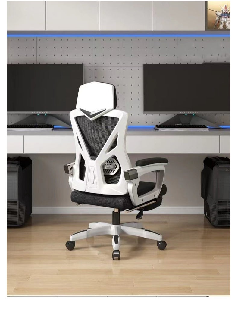 CityRiya-Long - Office Computer Desk Chair, Ergonomic High-Back Mesh Rolling Work Swivel Chairs with Wheels, Comfortable Lumbar Support, Comfy Arms for Home, Bedroom, Study, Student, （z1-white） - Image 1
