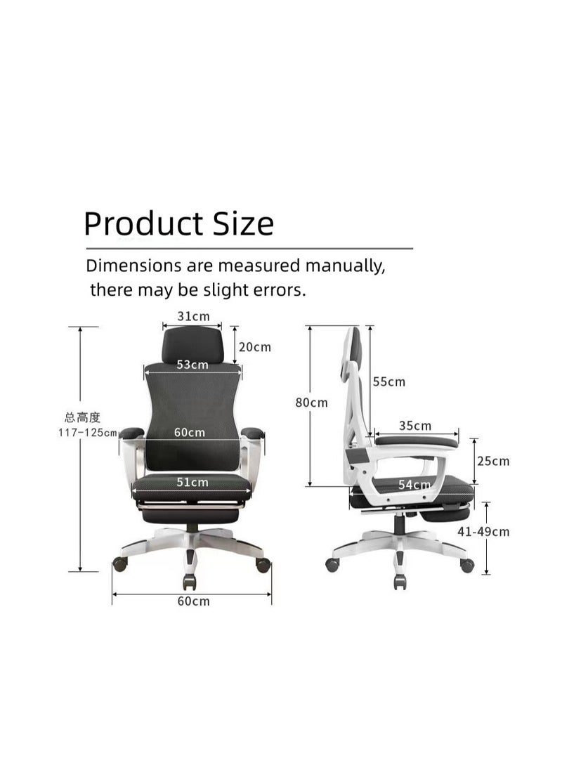 CityRiya-Long - Office Computer Desk Chair, Ergonomic High-Back Mesh Rolling Work Swivel Chairs with Wheels, Comfortable Lumbar Support, Comfy Arms for Home, Bedroom, Study, Student, （z1-white） - Image 1