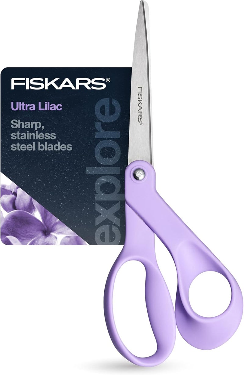 Fiskars Ultra Lilac Scissors Explore Design Collection HighGrade Stainless Steel Blades and Ergonomic Handles for Arts and Crafts - Image 1