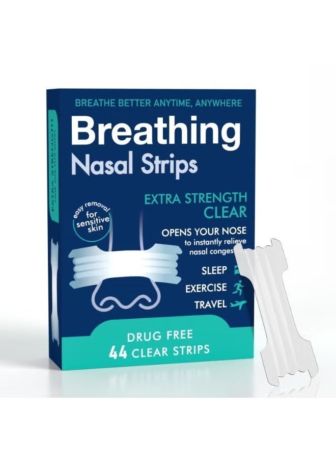 Breathe Right Nasal Strips Extra Strength Drug-Free Nasal Strips for Snoring Relief & Nasal Congestion Relief Sensitive Skin Cold & Allergy Relief 44 Count - Image 2