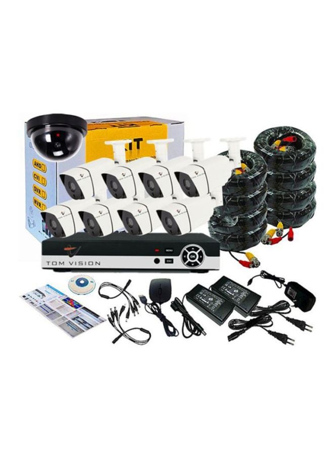 تومفيجن مجموعة كاميرا مراقبة بتصميم على شكل رصاصة ودقة كاملة الوضوح تدعم الرؤية الليلية بالأشعة تحت الحمراء من 8 قطع - Image 3