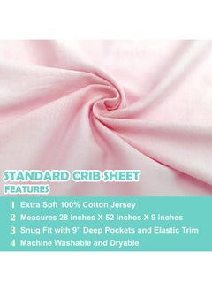 American Baby Company American Baby Company 3 Pack 100% Cotton Jersey Knit Fitted Crib Sheet for Standard Crib and Toddler Mattresses, Pink, for Girls  - Image 3