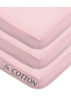 American Baby Company American Baby Company 3 Pack 100% Cotton Jersey Knit Fitted Crib Sheet for Standard Crib and Toddler Mattresses, Pink, for Girls  - Image 2