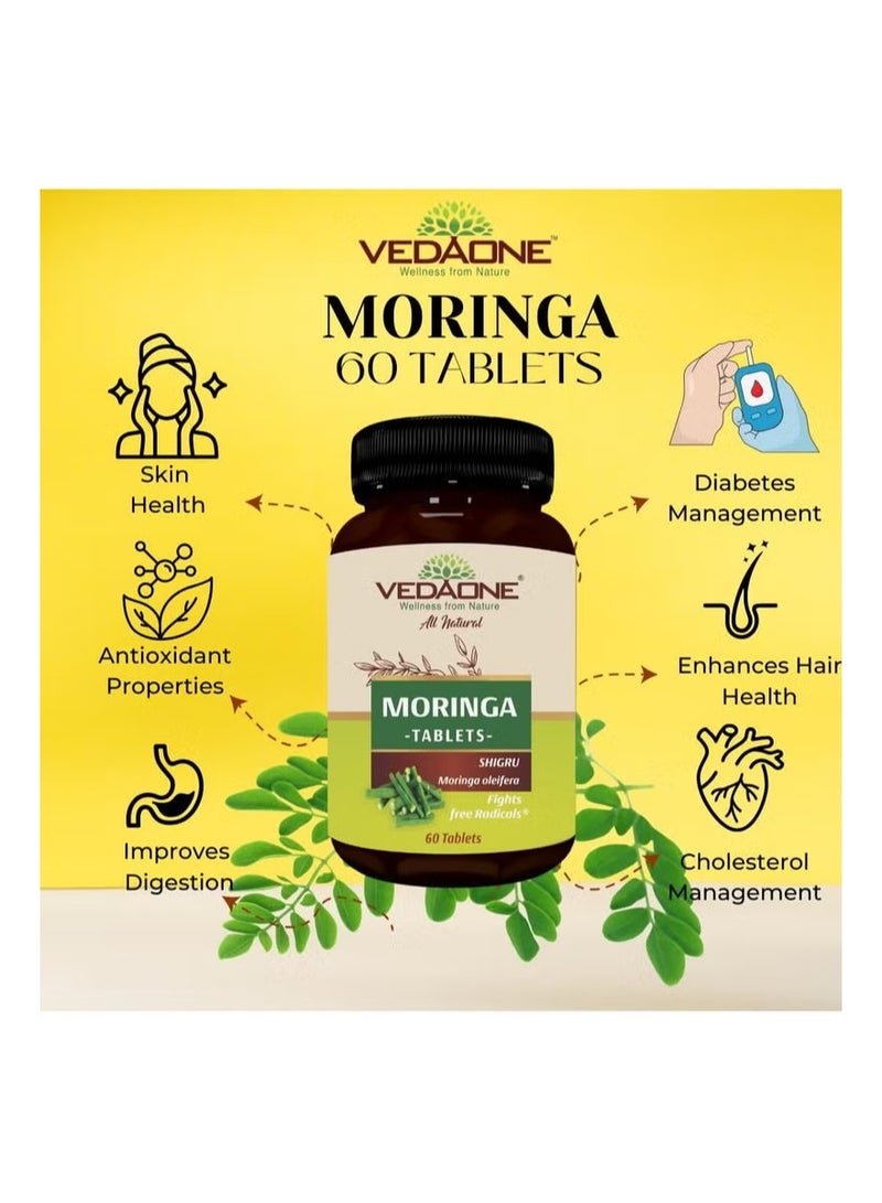 VedaOne All Natural Premium Moringa tablets 750mg each| 60 Tablets - Image 3