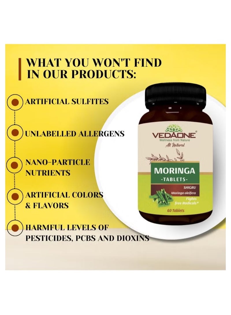 VedaOne All Natural Premium Moringa tablets 750mg each| 60 Tablets - Image 5