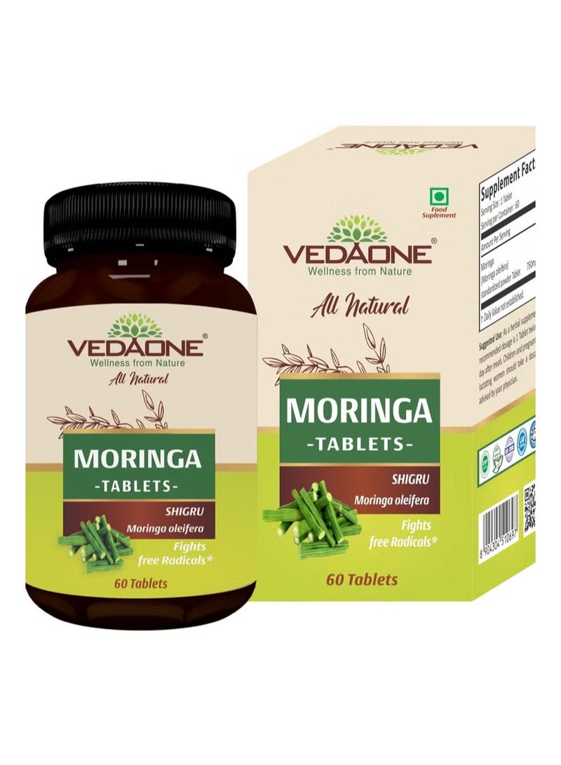 VedaOne All Natural Premium Moringa tablets 750mg each| 60 Tablets - Image 1