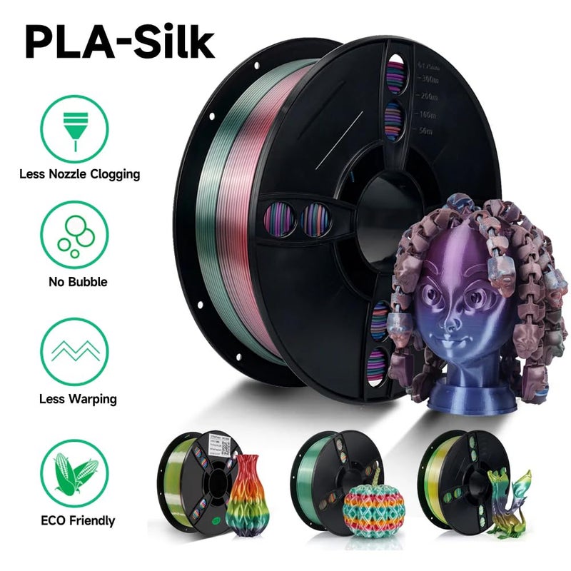 Silk Magic Color PLA Filament 1.75mm – Multi-Color Shift, Silky Finish – 1Kg Roll for FDM/FFF 3D Printers (Gold Green Fuchsia) - Image 1
