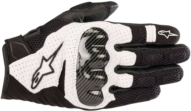 Alpinestars SMX-1 Air V2 Gloves, Short Cuff Fit, Leather and Mesh Construction, CE-Certified, Ergonomic Protection, Summer Riding Glove, M, Black/White - Image 1