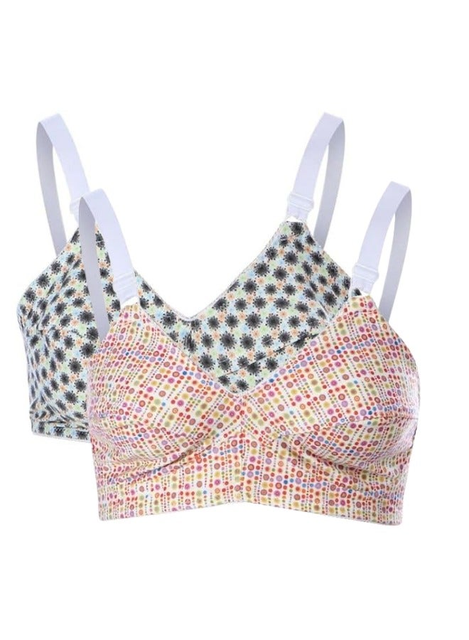 Lasso Pack of 2 Comfort Non Padded Printed Cotton Bra for Women  - Image 1
