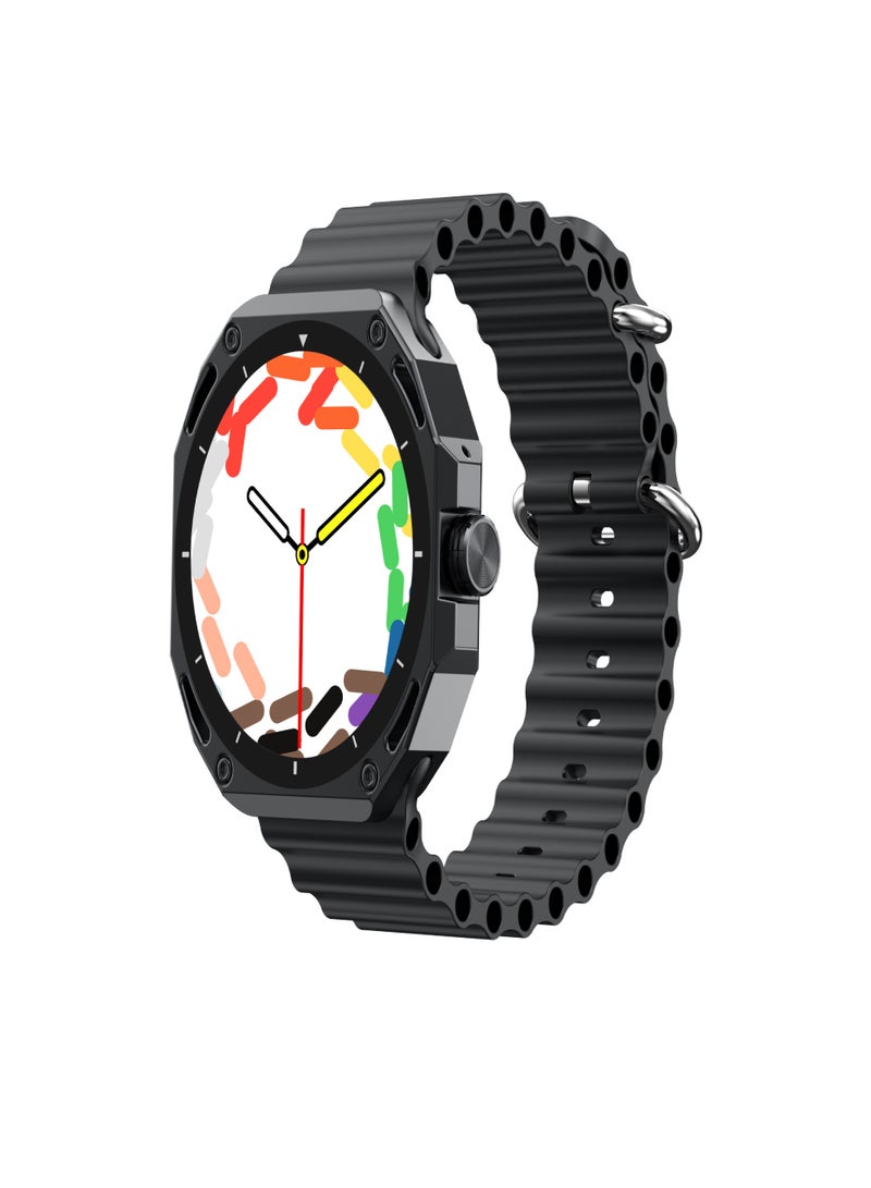 AROAQ V18ProMax Smartwatch – 1.52" Display, Heart Rate & Temperature Monitor, BT Calling & Music, Fitness Tracker, Multi-Sports Modes, Magnetic Charging – Compatible with Android & iOS ( Silicone Strap ,Black) - Image 1