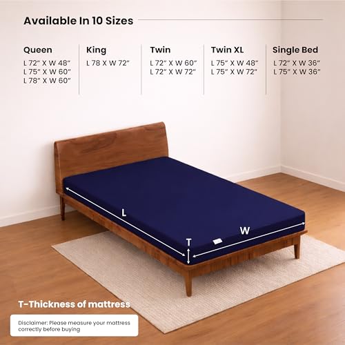 MY ARMOR Premium Ultra Soft Cotton Feel Mattress Protector Queen Size 72" x 48" Double Bed Protector | 100% Waterproof, Breathable, 2 Layer Protection | Washable | Elastic Skirting - Navy Blue - Image 5
