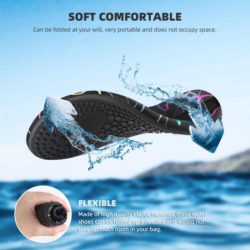 ATHMILE Water Socks for Women Men Adult Aqua Swim Shoes Beach River Pool Barefoot Yoga Exercise Wear Sport Accessories Quick-Dry Must Haves Size 8.5-9.5Women/7.5-8.5Men(N-Laser Stripe) - Image 3