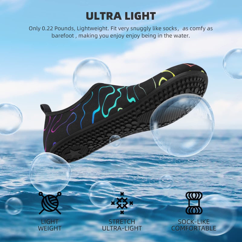 ATHMILE Water Socks for Women Men Adult Aqua Swim Shoes Beach River Pool Barefoot Yoga Exercise Wear Sport Accessories Quick-Dry Must Haves Size 8.5-9.5Women/7.5-8.5Men(N-Laser Stripe) - Image 4