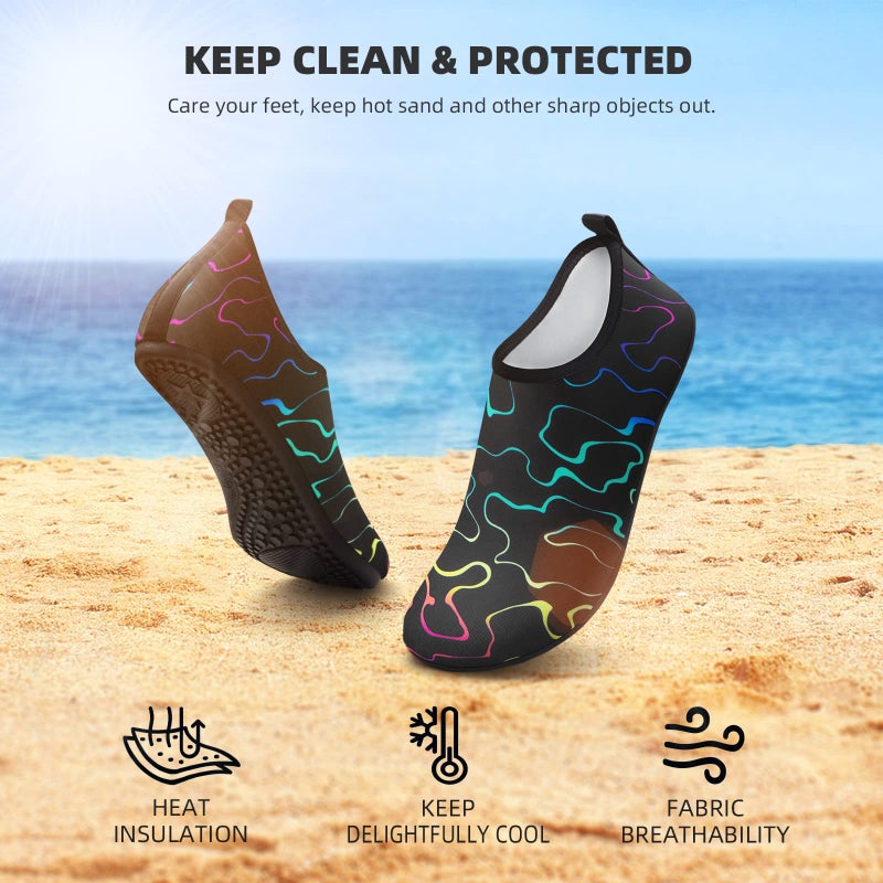 ATHMILE Water Socks for Women Men Adult Aqua Swim Shoes Beach River Pool Barefoot Yoga Exercise Wear Sport Accessories Quick-Dry Must Haves Size 8.5-9.5Women/7.5-8.5Men(N-Laser Stripe) - Image 2