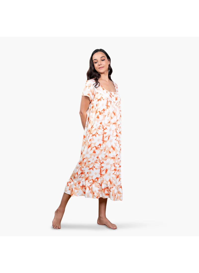 Aadaraya Floral Print Night Gown
