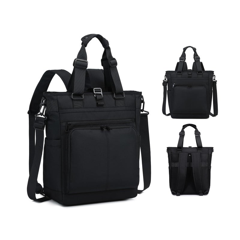 mygreen Professional Backpack for Men, Laptop Backpack 15.6 Inch Stylish Computer Messenger Tote Bag Water Repellent College Bookbag with Headphone Hole Travel Business Work Bag Black - Image 1