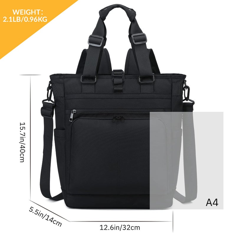 mygreen Professional Backpack for Men, Laptop Backpack 15.6 Inch Stylish Computer Messenger Tote Bag Water Repellent College Bookbag with Headphone Hole Travel Business Work Bag Black - Image 2