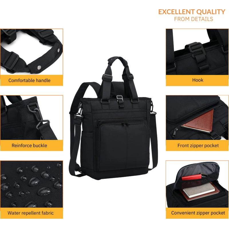 mygreen Professional Backpack for Men, Laptop Backpack 15.6 Inch Stylish Computer Messenger Tote Bag Water Repellent College Bookbag with Headphone Hole Travel Business Work Bag Black - Image 3