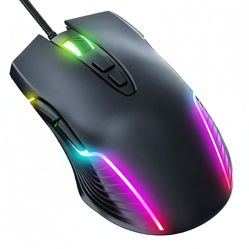 أونيكوما CW905 مُلاعب سلكية USB مع ضوء LED RGB ألعاب ألكترونية بصري قابل للتعديل 6400 نقطة في البوصة لجهاز الكمبيوتر المحمول والكمبيوتر المكتبي والأجهزة الحاسوبية - Image 1