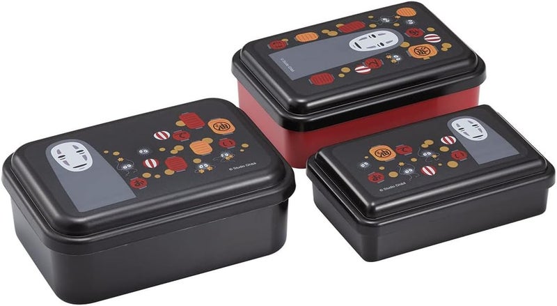 Skater Spirited Away Food Storage Container with Lids 3pc Set  Authentic Japanese Design  Durable Dishwasher Safe  Lanterns - Image 1