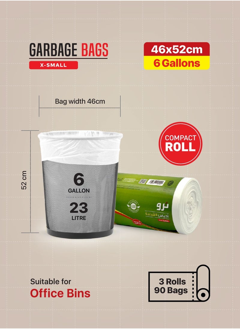 Tru Garbage Bags Compact Roll White 46x52cm 6Gallon (30pc x 3Rolls) 90bags  - Image 4