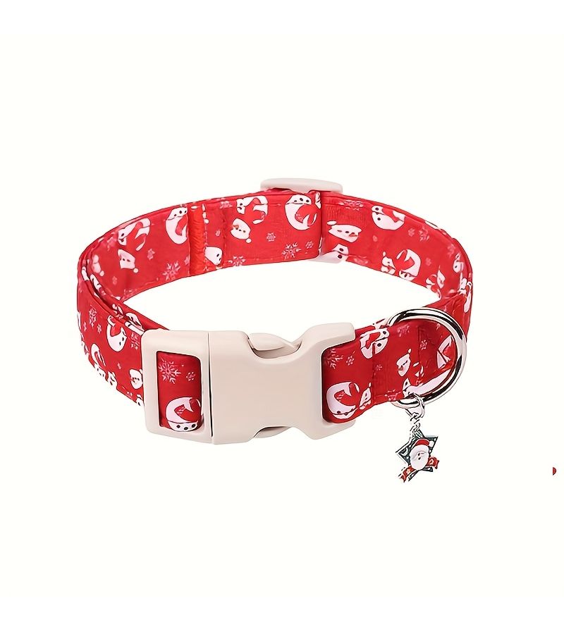 Red Snowman Dog Collar Adjustable Small Pet Cat Collar Christmas Party Atmosphere - Image 1