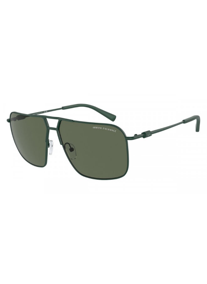 Armani Exchange - نظارات شمسية معدنية بشكل طيار للرجال 2050S - حجم العدسة: 60 مم - أخضر غير لامع - Image 1