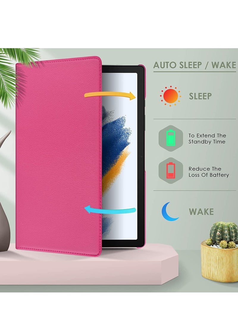 Case Compatible with Galaxy Tab A8 10.5" Case (SM-X200/X205/X207), Galaxy Tab A8 Case 10.5 inch,Auto Sleep/Wake 360° Rotating Stand Folio Leather Case for Tab A8 2022 (Rose Red) - Image 5