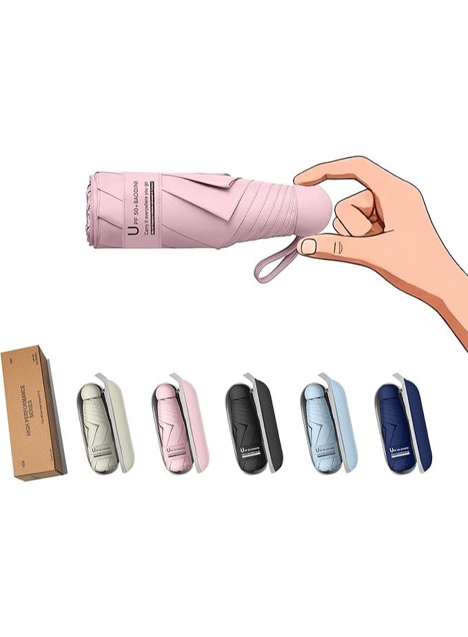 BAODINI Travel Small Mini Sun Umbrella with Case Lightweight with Aluminum Frame Compact Size UV Protection Purse Umbrella for Kids & Women - Image 1