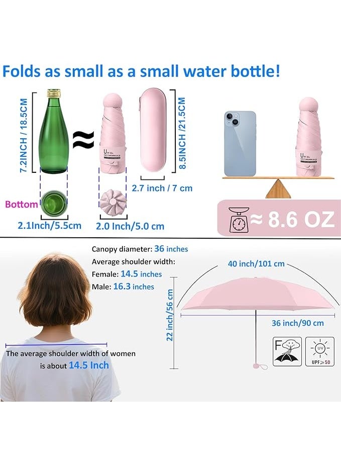 BAODINI Travel Small Mini Sun Umbrella with Case Lightweight with Aluminum Frame Compact Size UV Protection Purse Umbrella for Kids & Women - Image 5
