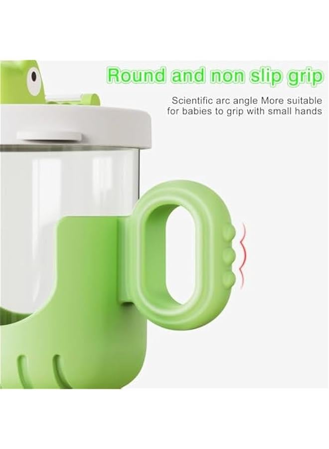 Gonice Baby Training Cup with Lid and Straw, Free-flow Cup, Transition Sippy Cup and Open Cup with Handles, Spill-Proof, Leak-Proof Soft Silicone Spout Cup 300ML (Green) - Image 4