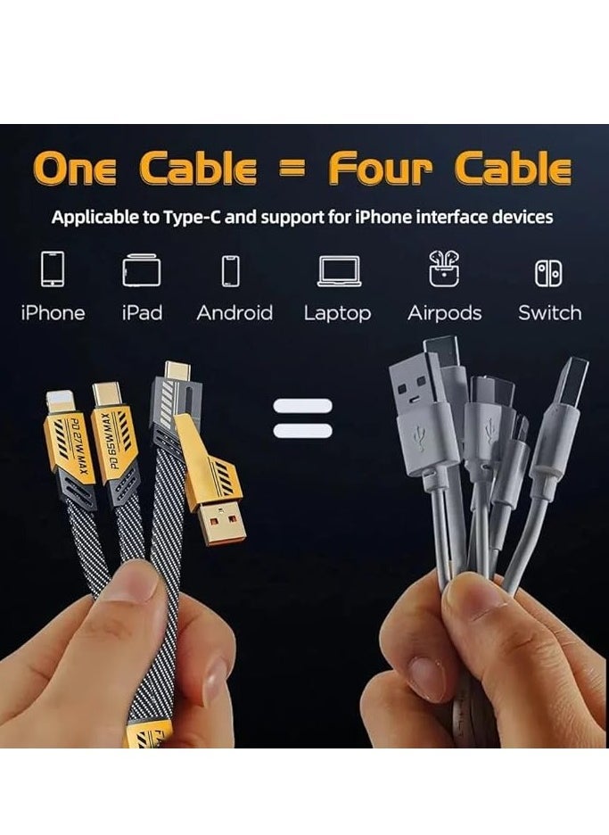 ELTRAZONE Original Super-Fast Charging Cable | 65W 480 Mbps 4-in-1 USB A/Type C to/Type C | 2m Tangle-Free Braided Cable | Multiport for iPhones, iPads, Android Devices - Image 3
