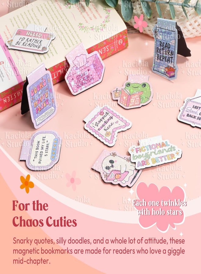 Kaciola Studio 12PCS Glittery Magnetic Bookmarks, Funny Cute Book Marks for Book Lovers Gifts, Bookmark Accessories for Women Teachers Students School Office Home Supplies (Funny) - Image 2