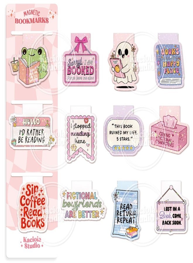 Kaciola Studio 12PCS Glittery Magnetic Bookmarks, Funny Cute Book Marks for Book Lovers Gifts, Bookmark Accessories for Women Teachers Students School Office Home Supplies (Funny) - Image 1